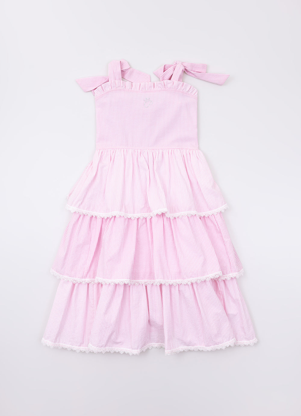 Vestido Tricoline Xadrez Babados