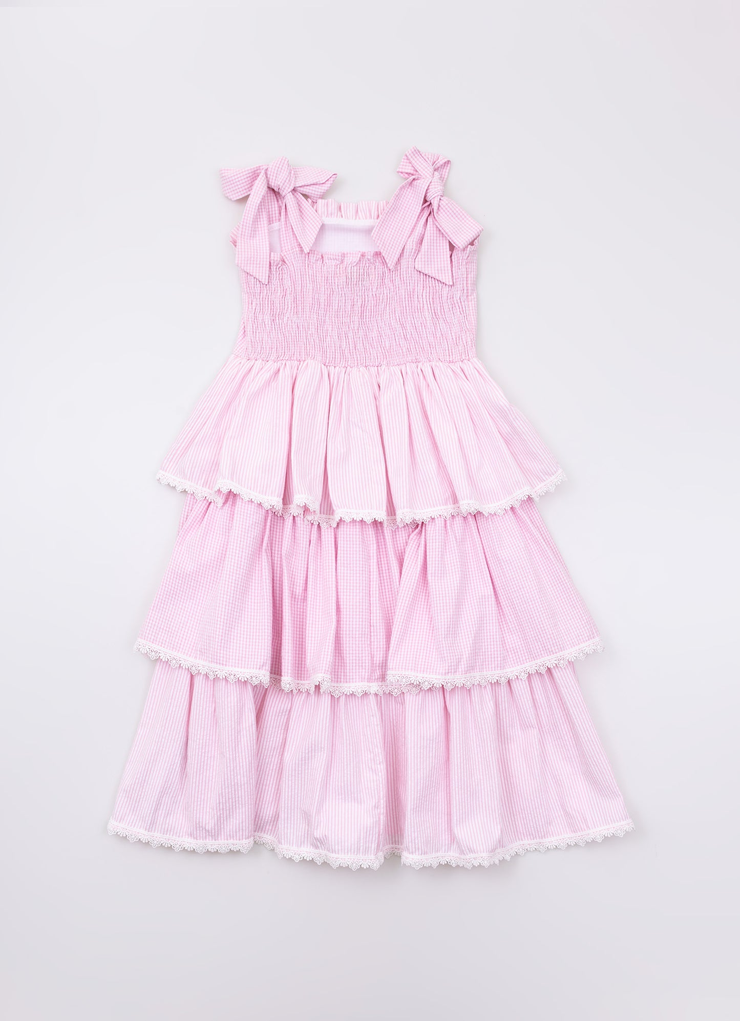 Vestido Tricoline Xadrez Babados