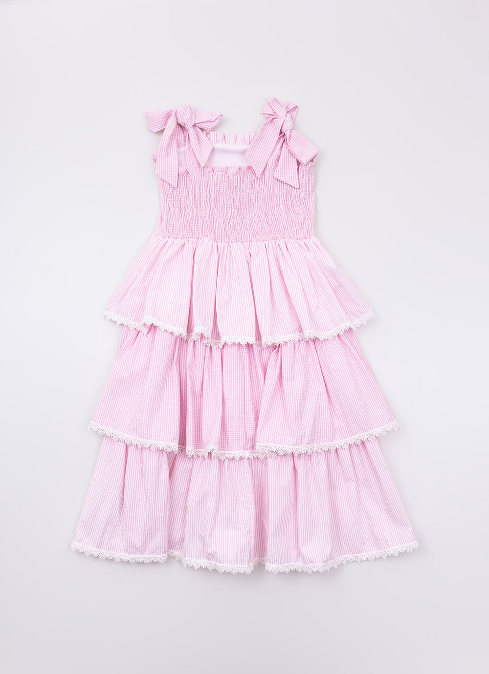 Vestido Tricoline Xadrez Babados