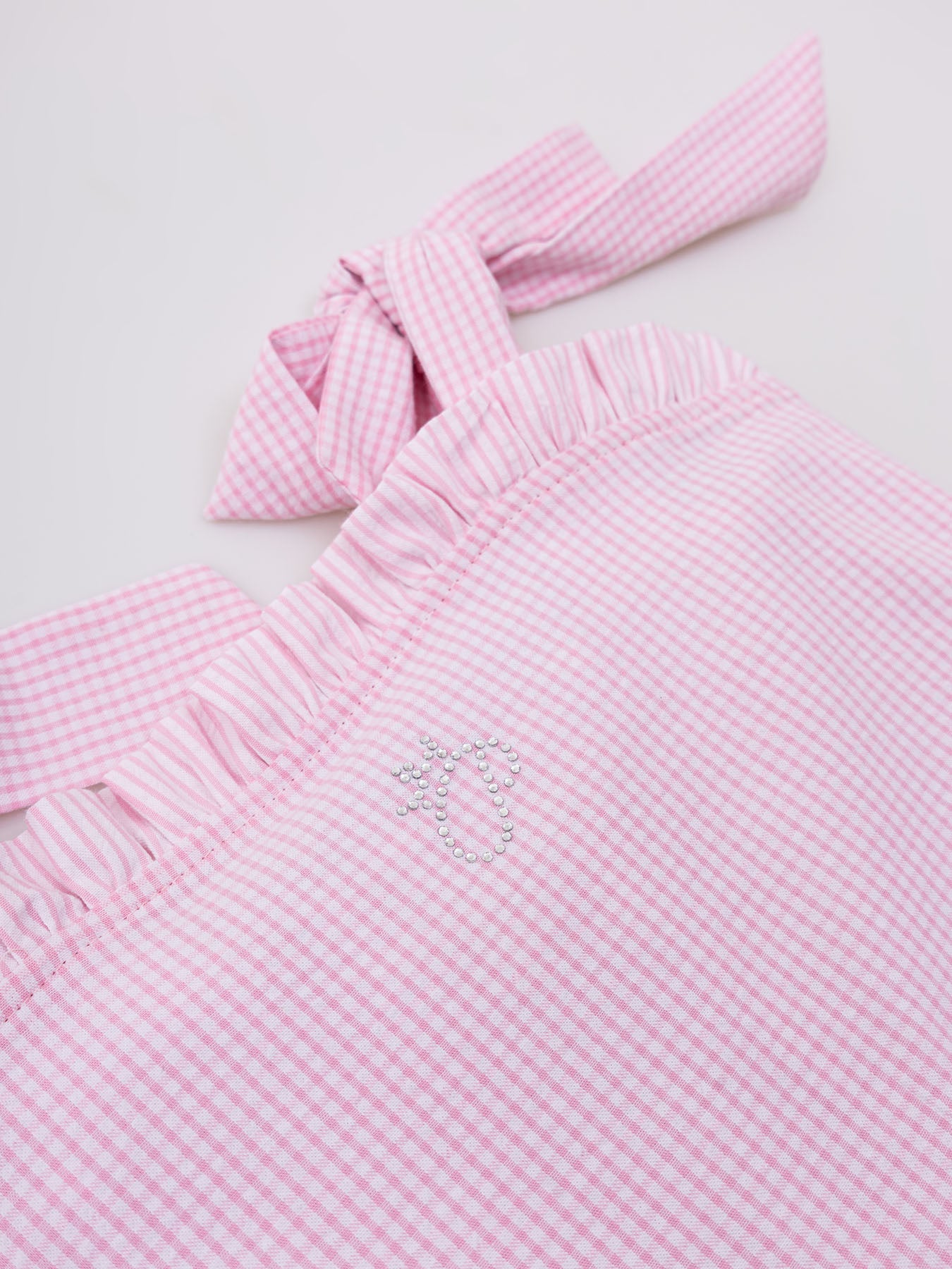 Vestido Tricoline Xadrez Babados