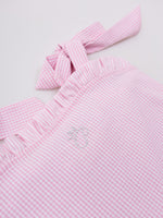 Vestido Tricoline Xadrez Babados