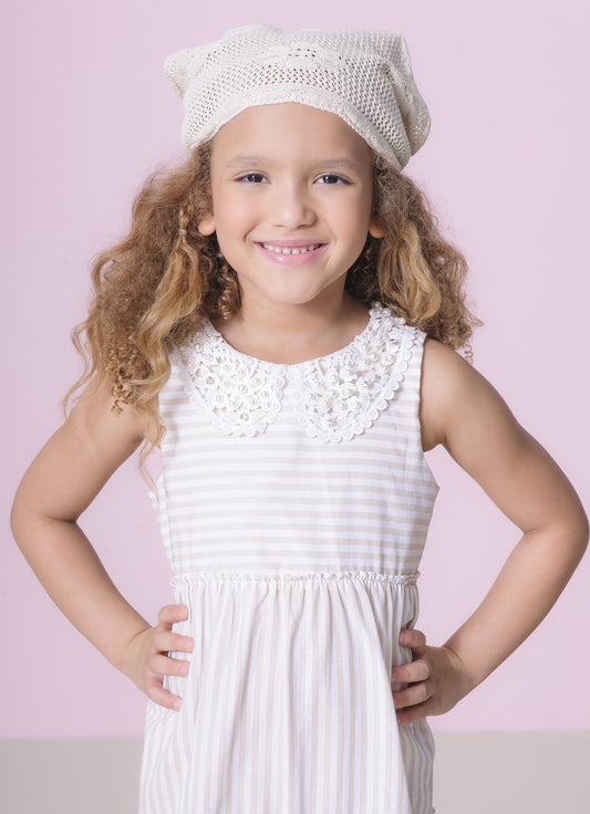 Vestido Midi Tricoline Listrado