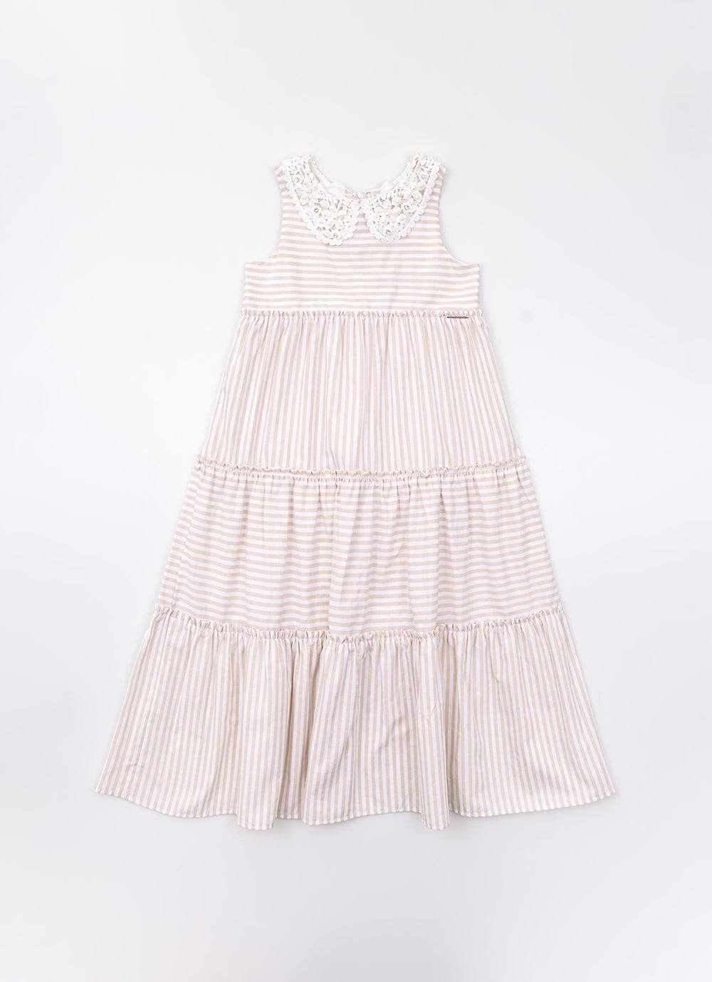 Vestido Midi Tricoline Listrado