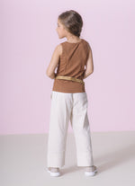 Calça Reta Algodão Xadrez Patches
