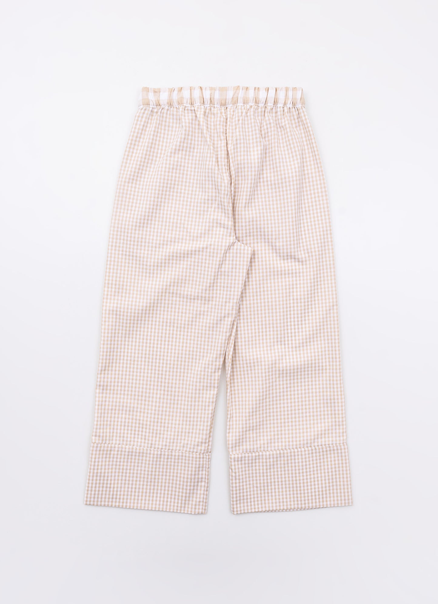 Calça Reta Algodão Xadrez Patches