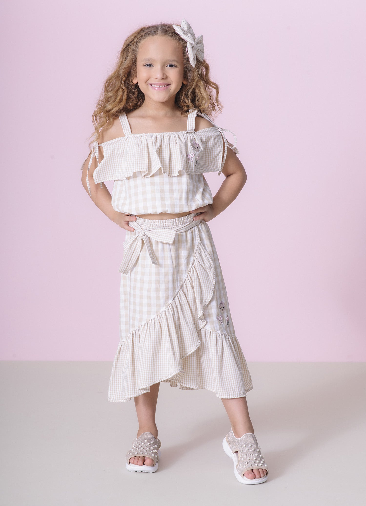 Saia Short Midi Algodão Xadrez