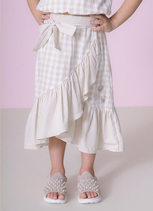 Saia Short Midi Algodão Xadrez