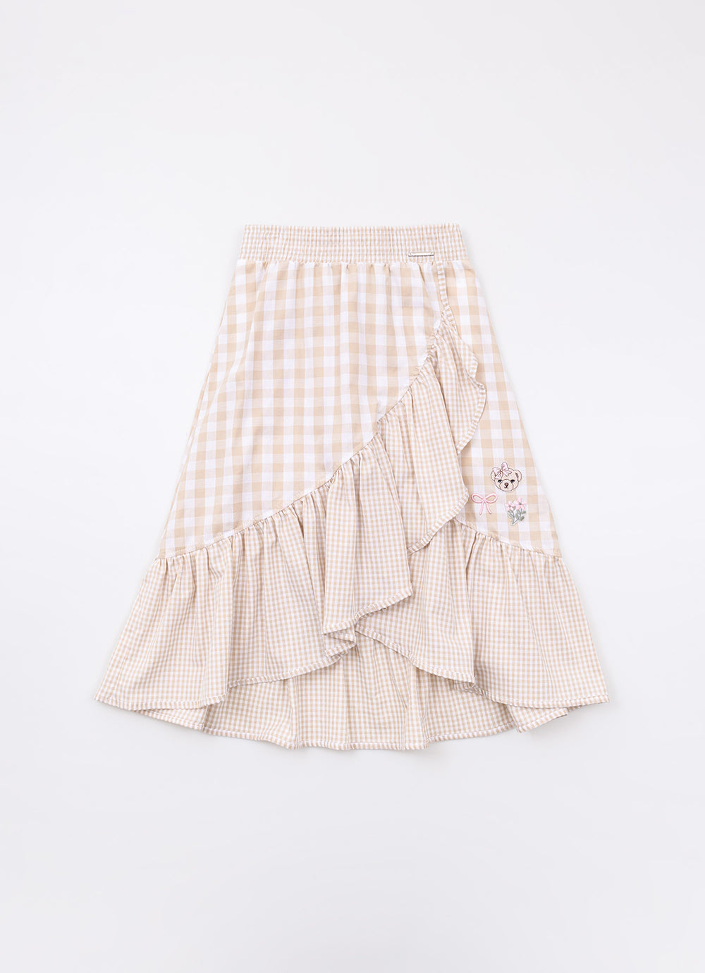Saia Short Midi Algodão Xadrez
