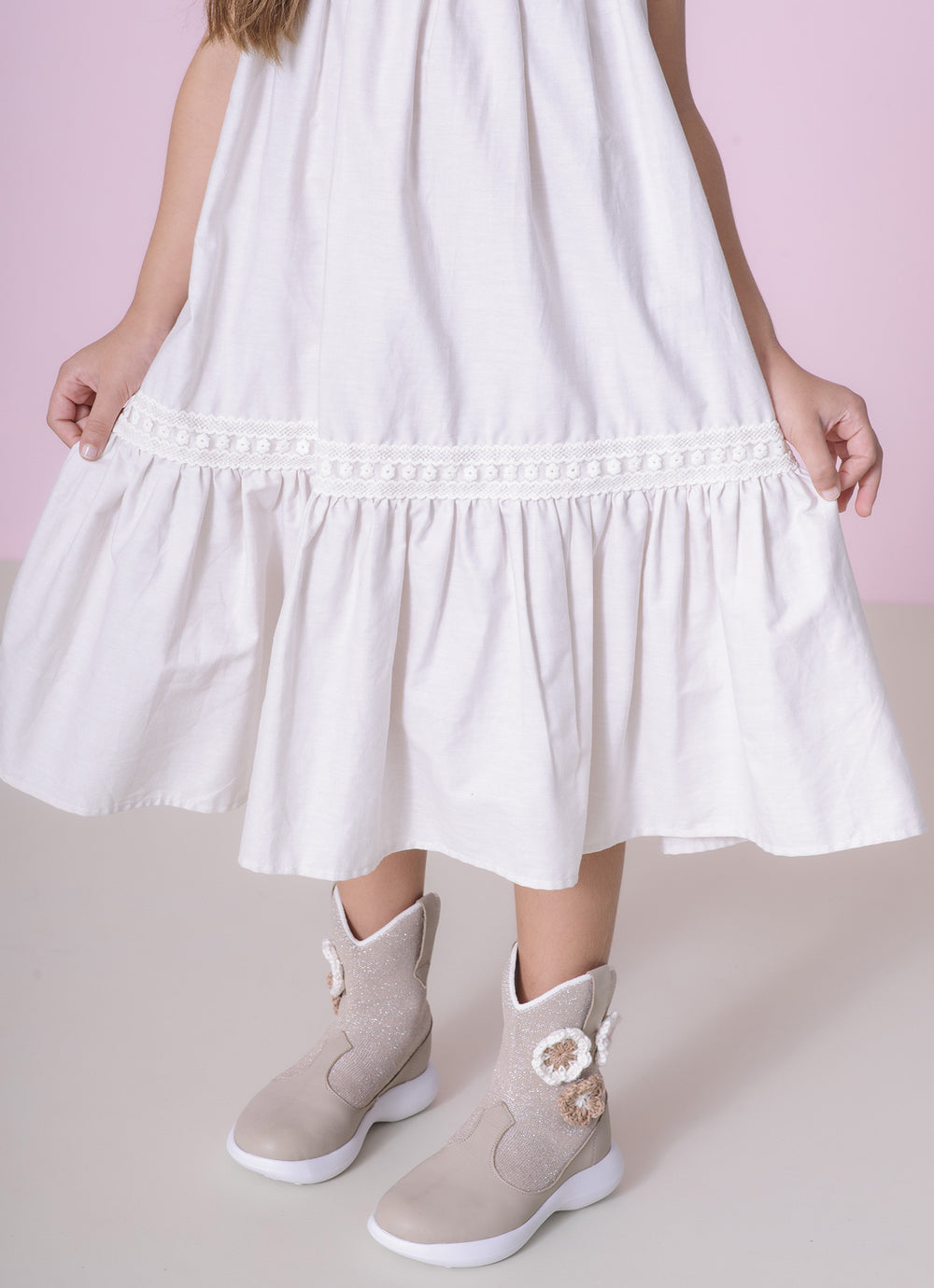 Vestido Algodão Babados Renda