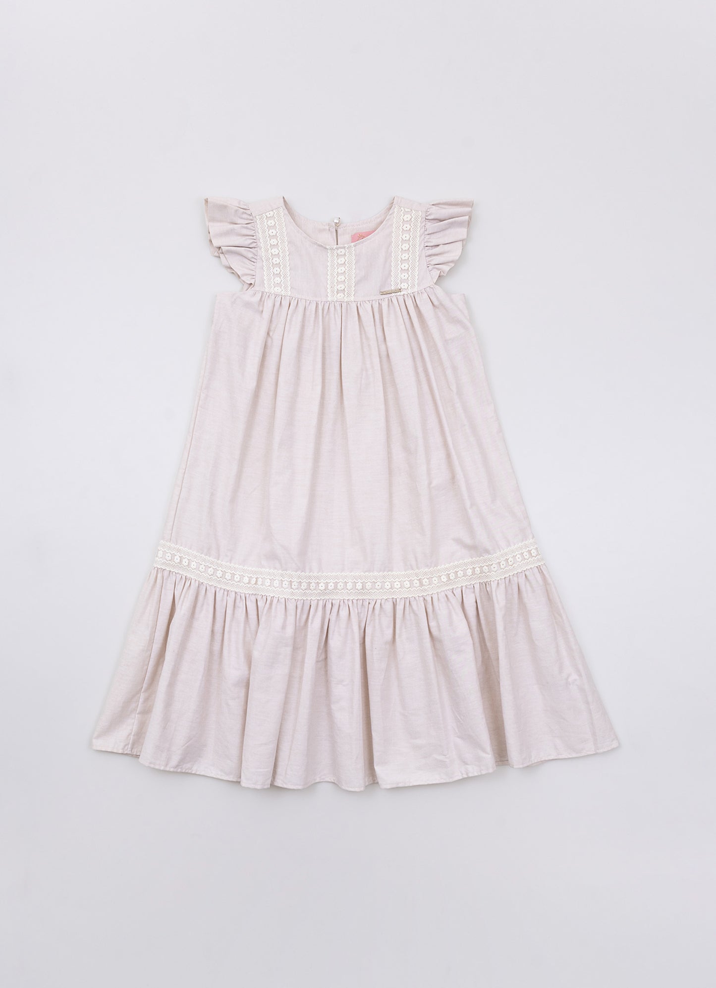 Vestido Algodão Babados Renda