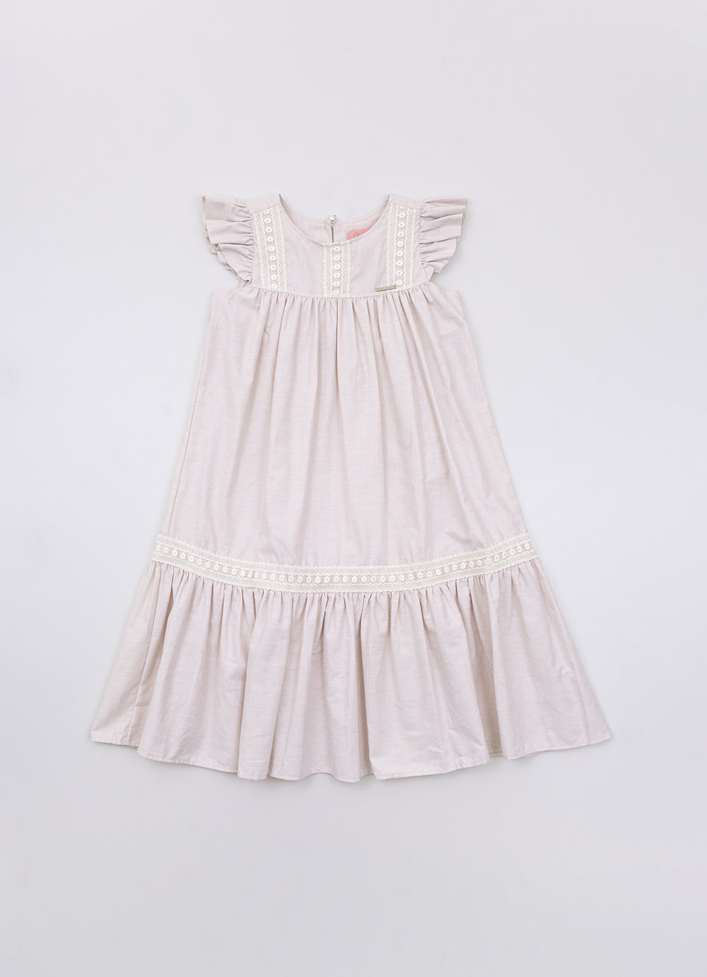 Vestido Algodão Babados Renda