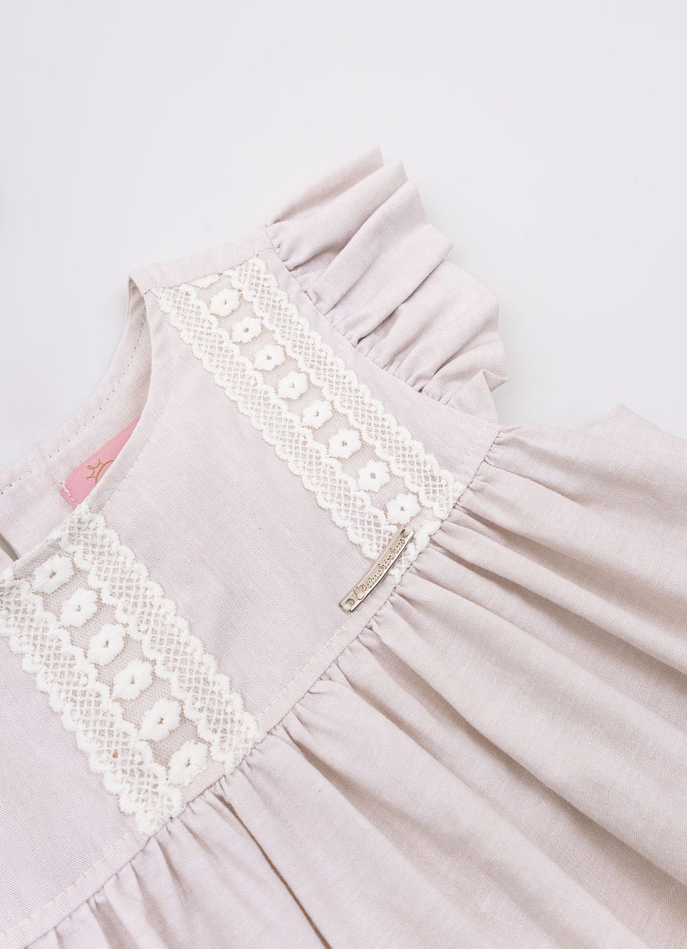 Vestido Algodão Babados Renda