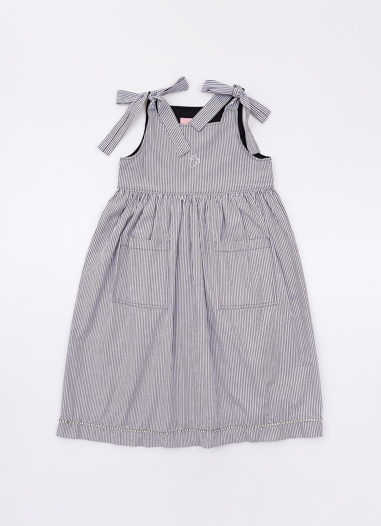 Vestido Tricoline Listradinho Bolsos
