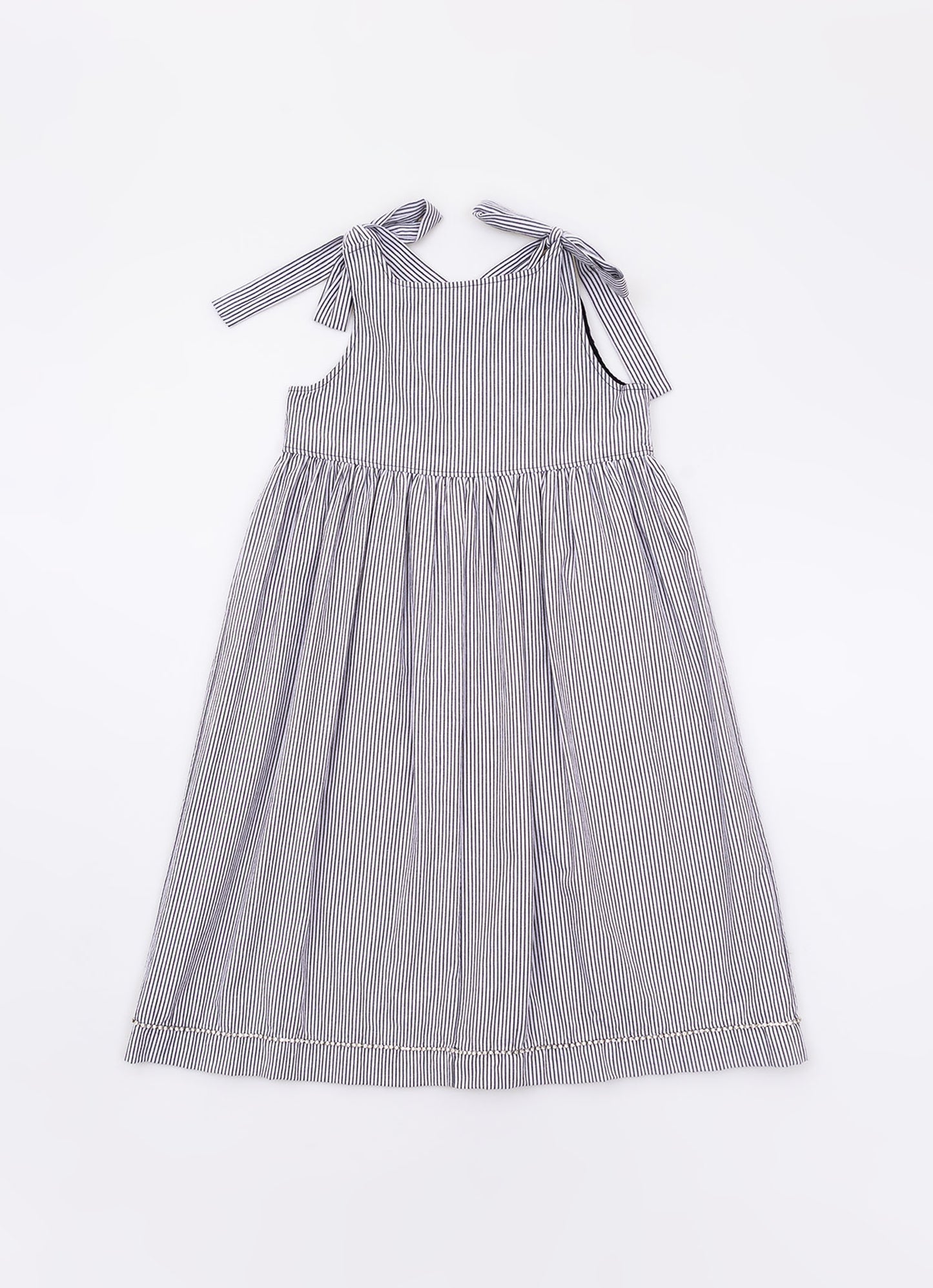 Vestido Tricoline Listradinho Bolsos