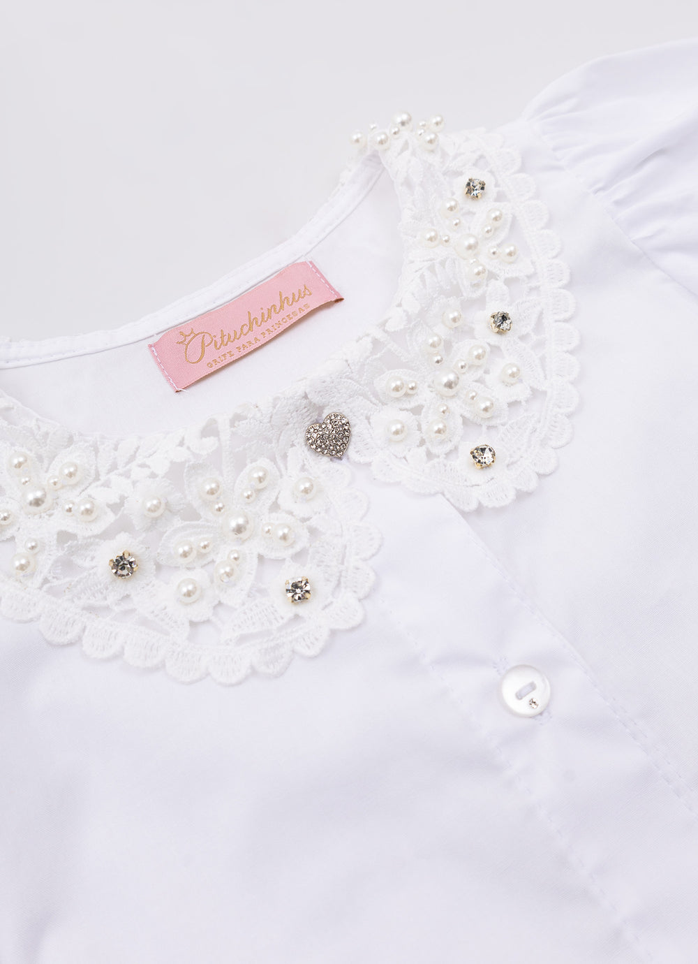 Camisa Tricoline Gola Renda