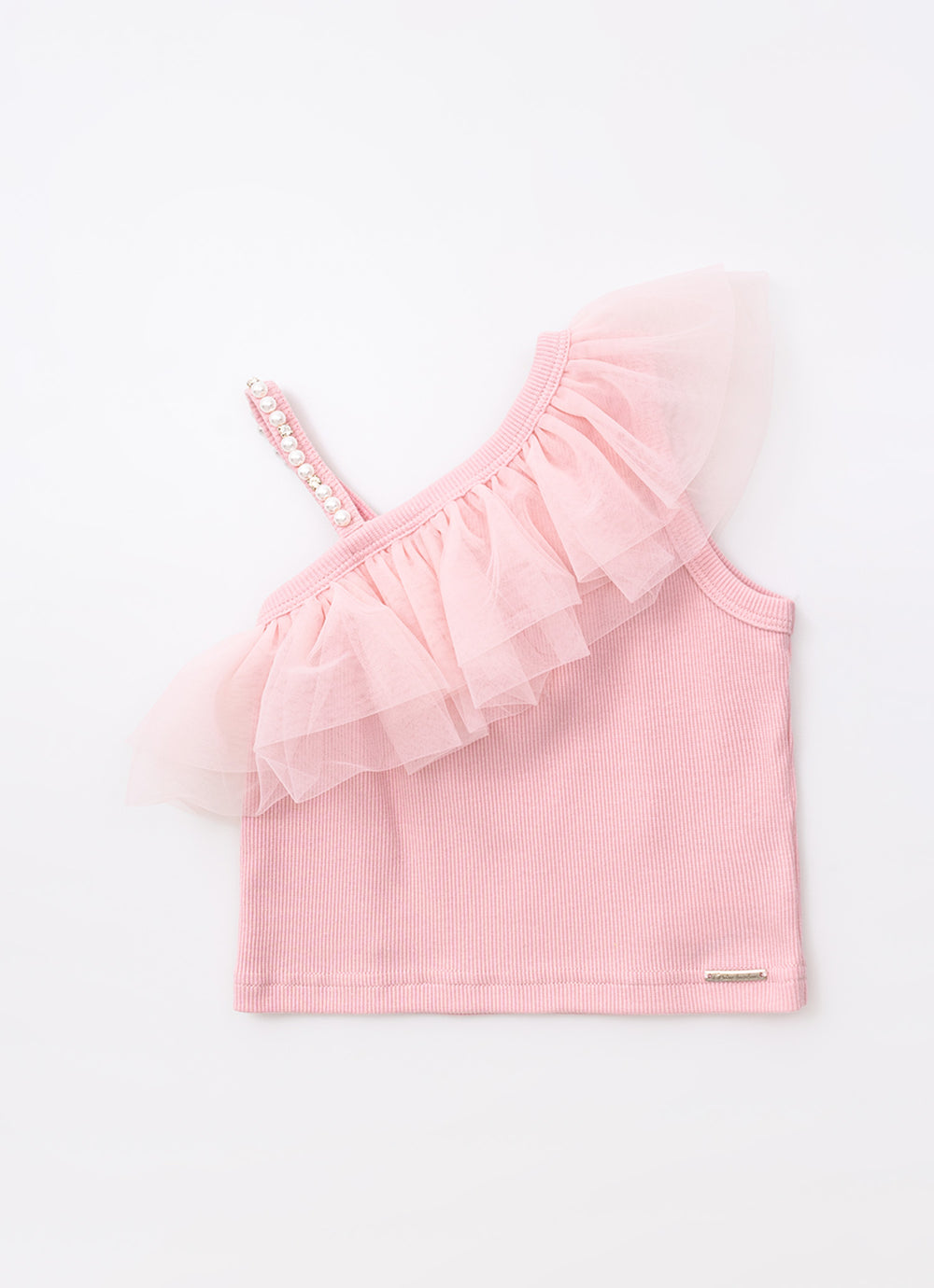 Blusa Ribana Cropped Babado Tule