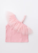Blusa Ribana Cropped Babado Tule
