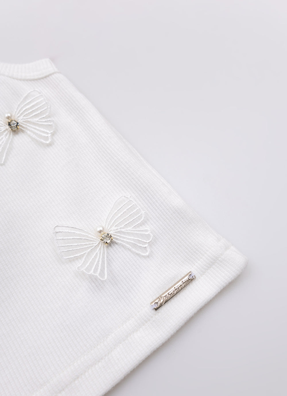 Blusa Alça Cropped Ribana Bordados