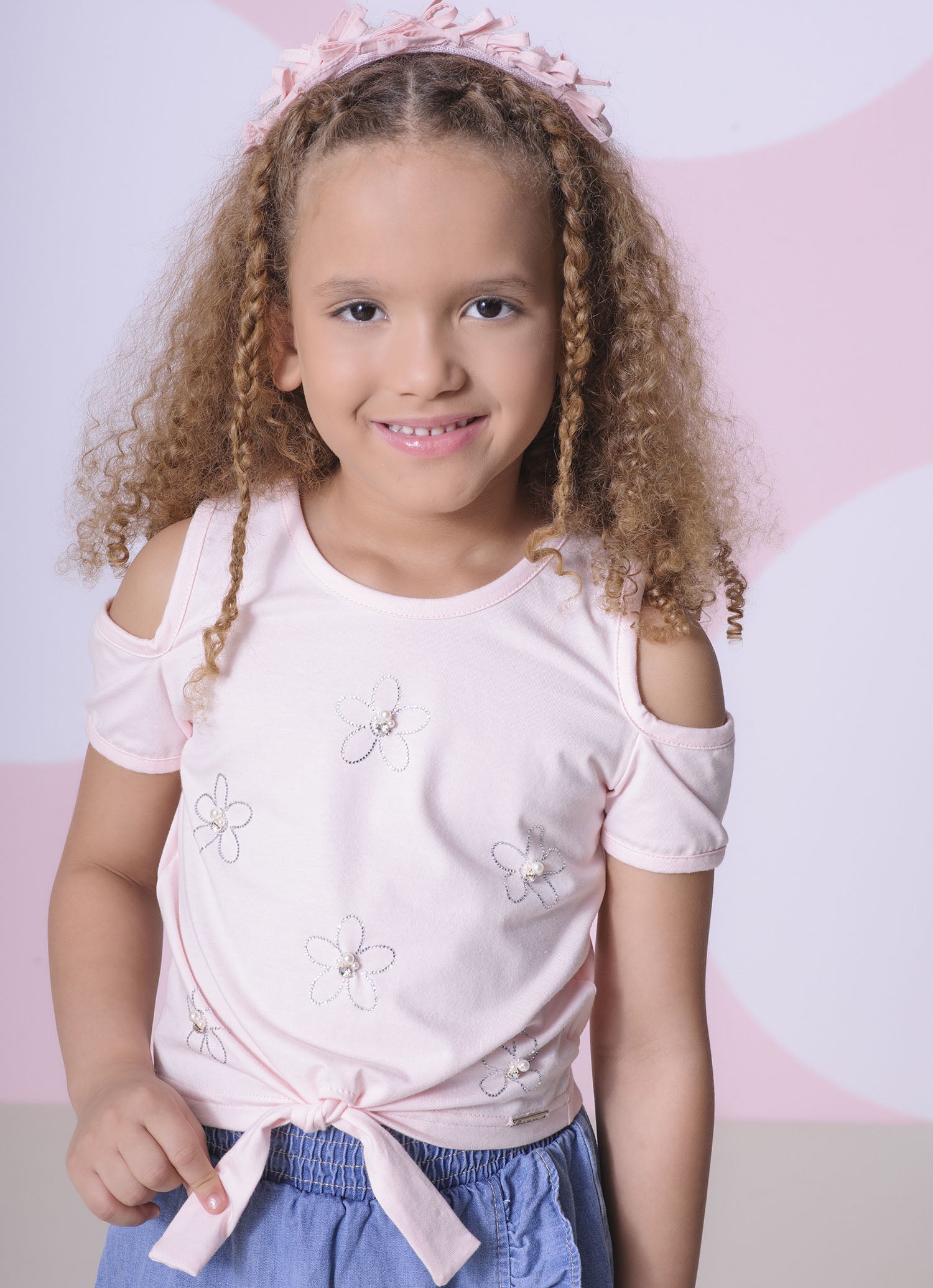 Blusa Cotton Flores Cristal Bordados