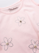 Blusa Cotton Flores Cristal Bordados