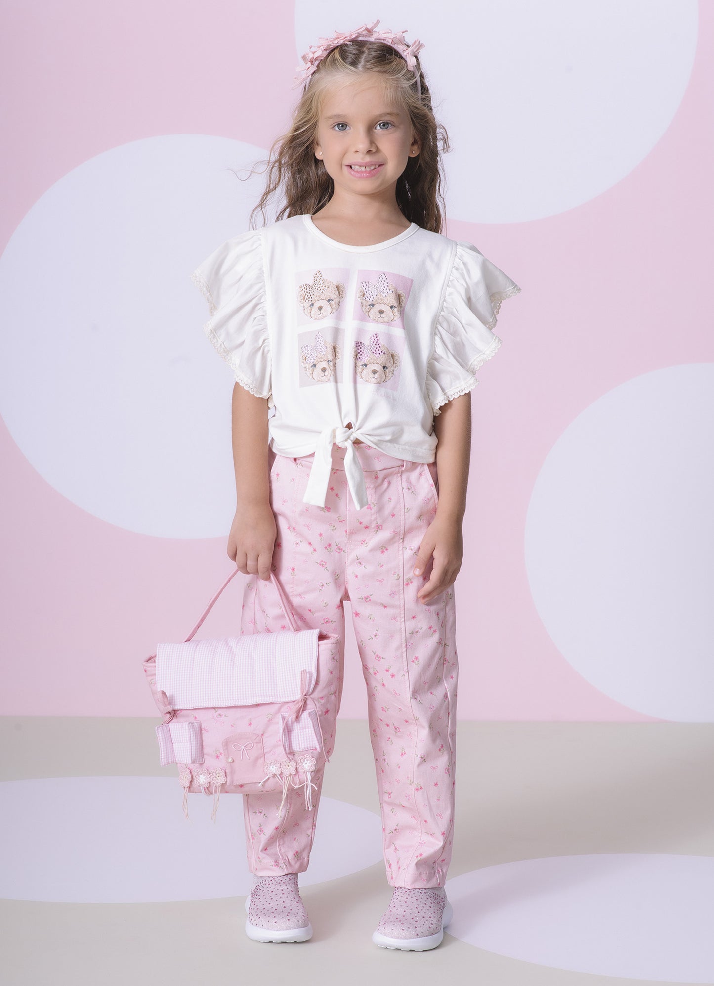 Blusa Cotton Ursinhas Detalhe Babado