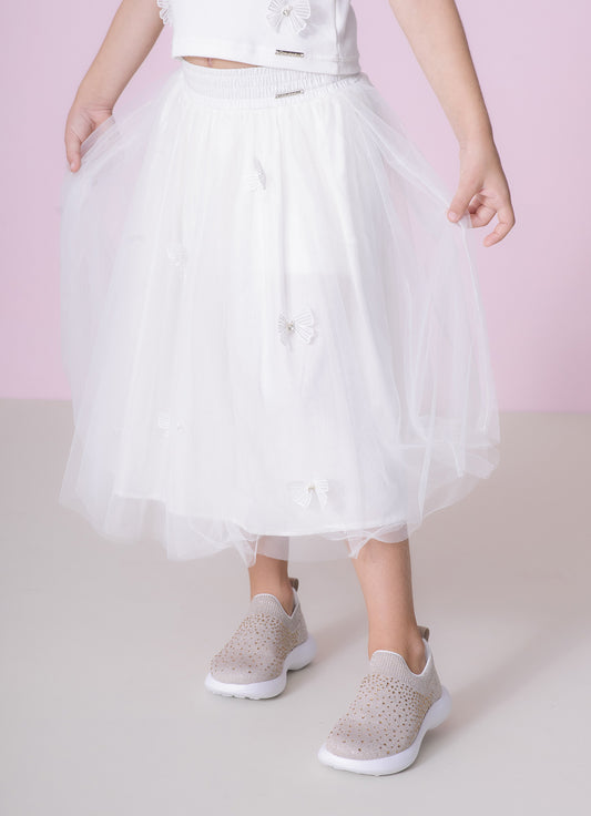 Saia Short Tule Laçinhos Aplicados