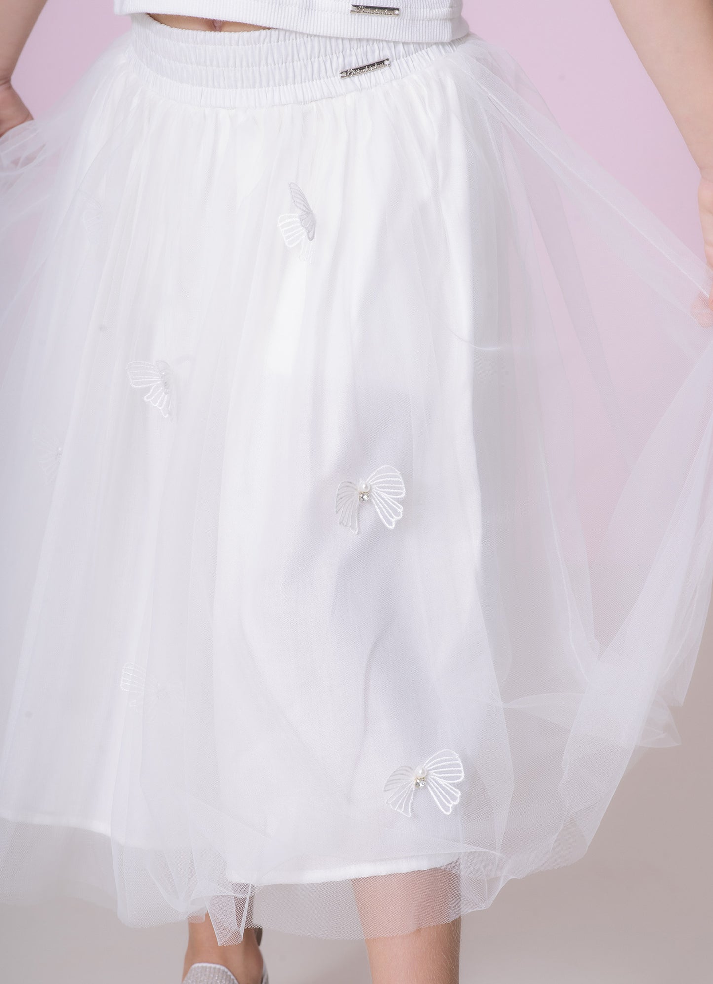 Saia Short Tule Laçinhos Aplicados
