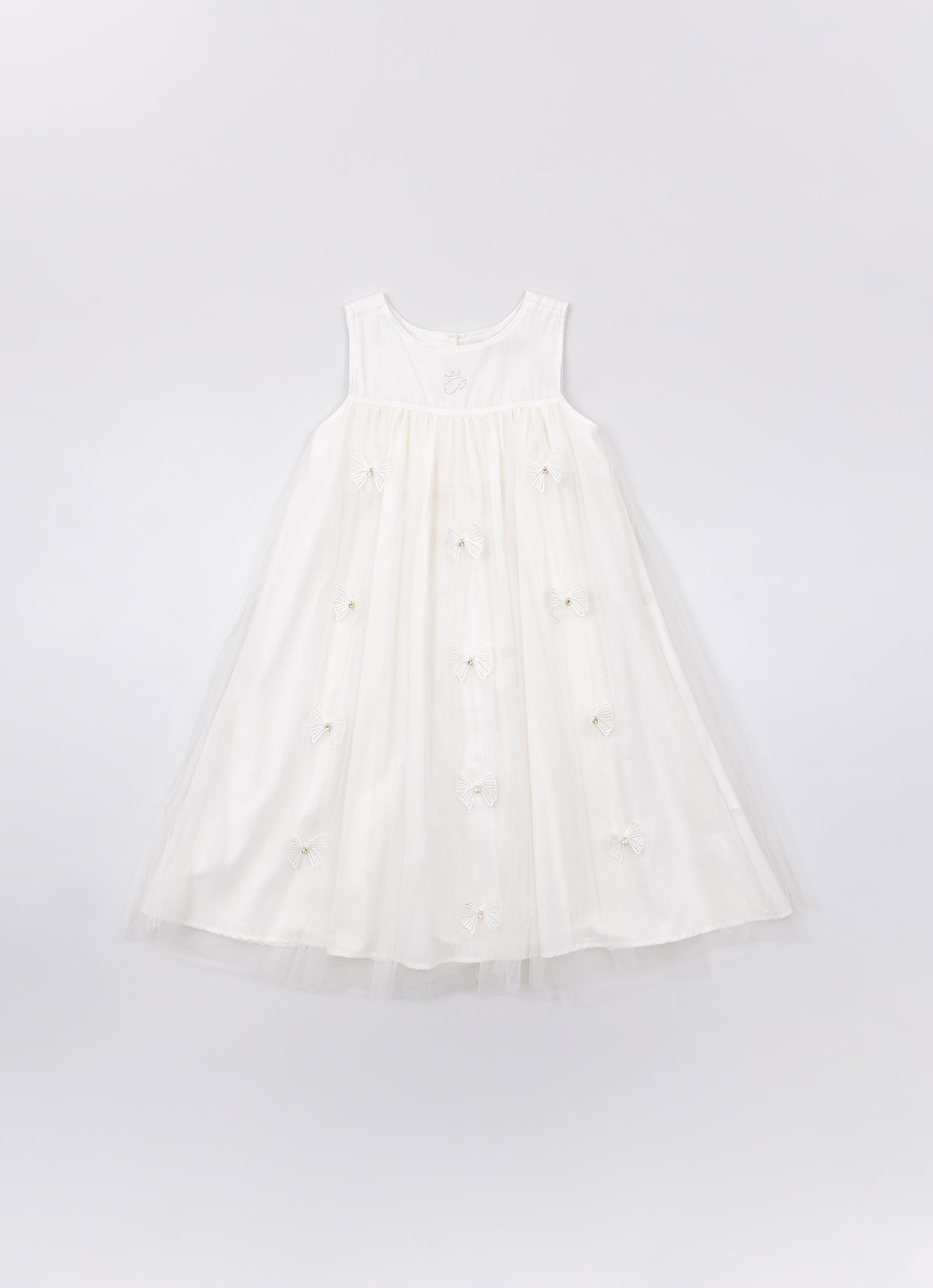 Vestido Princesa Tule Laços Aplicados