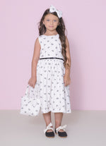 Vestido Algodão Estampa Laçinhos Maxi Laço Costas