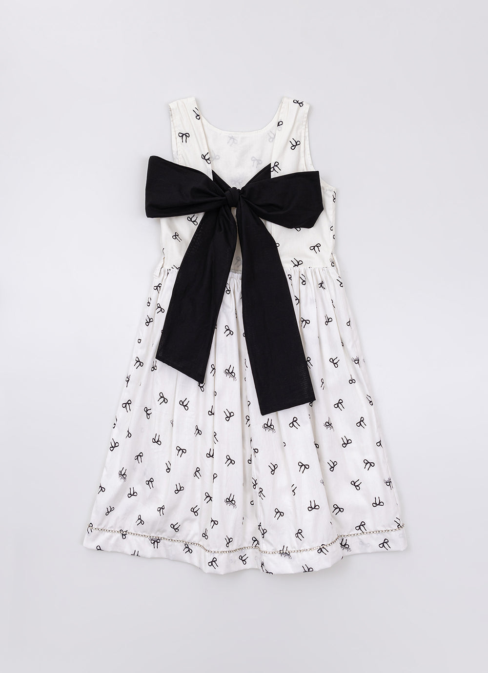Vestido Algodão Estampa Laçinhos Maxi Laço Costas