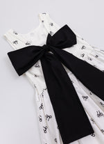 Vestido Algodão Estampa Laçinhos Maxi Laço Costas