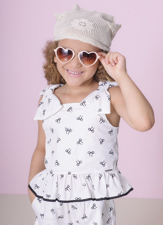 Blusa Algodão Maxi Laços Puffer