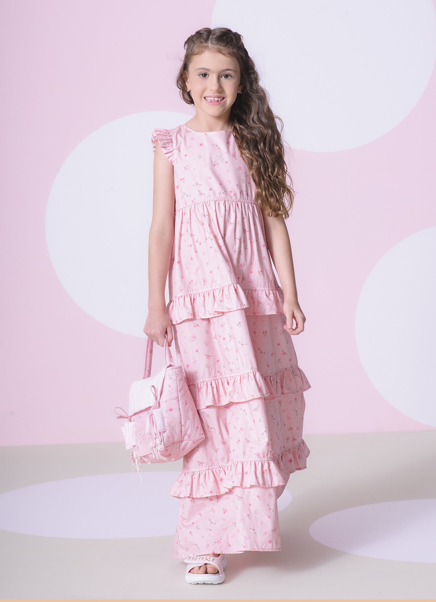Vestido Longo Algodão Mini Floral