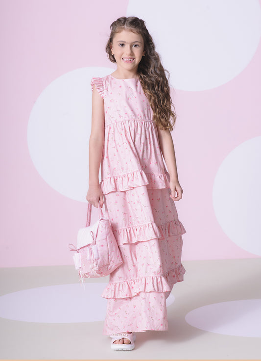 Vestido Longo Algodão Mini Floral
