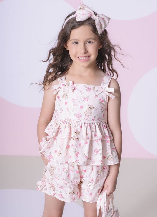 Blusa Algodão Babados Estampada