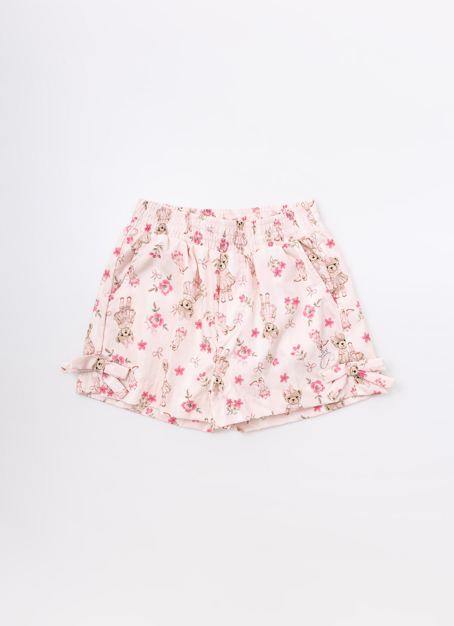 Short Algodão Estampa Listrado Ursas