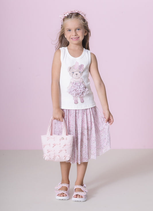 Saia Short Tule Estampado Paisley