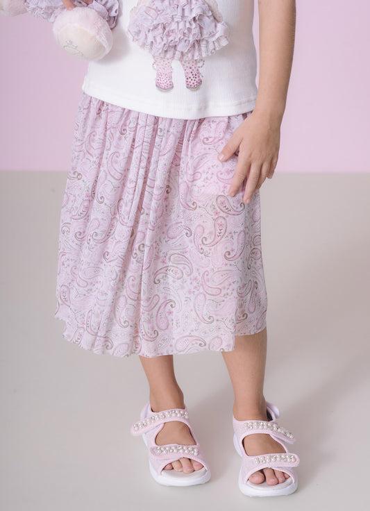 Saia Short Tule Estampado Paisley