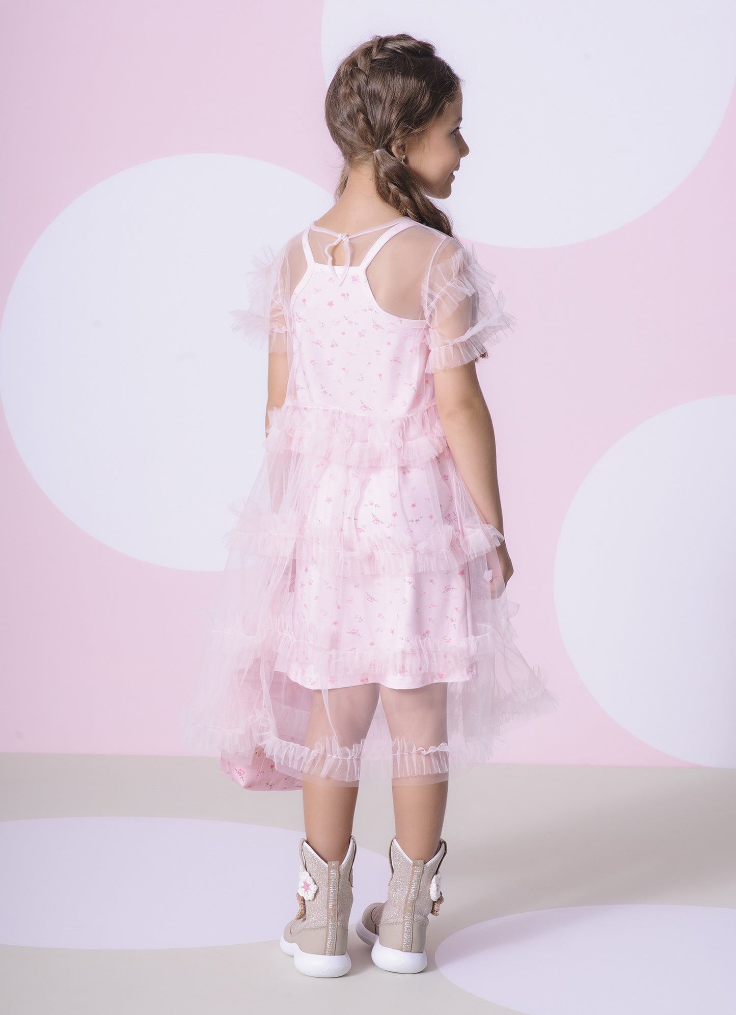 Vestido Light Sobreposição Tule Frufru