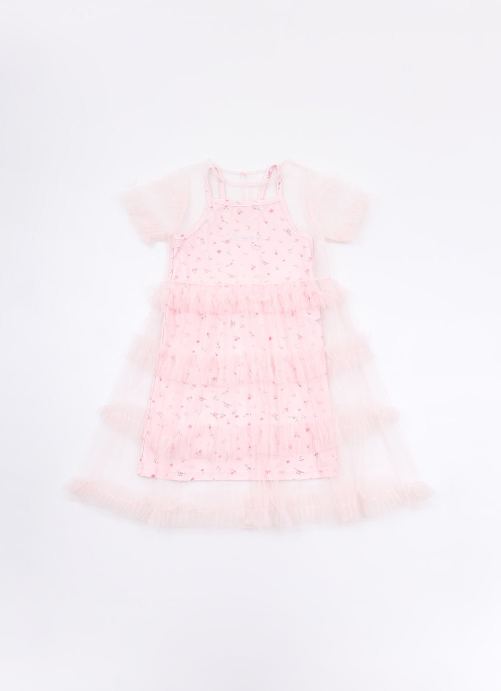 Vestido Light Sobreposição Tule Frufru