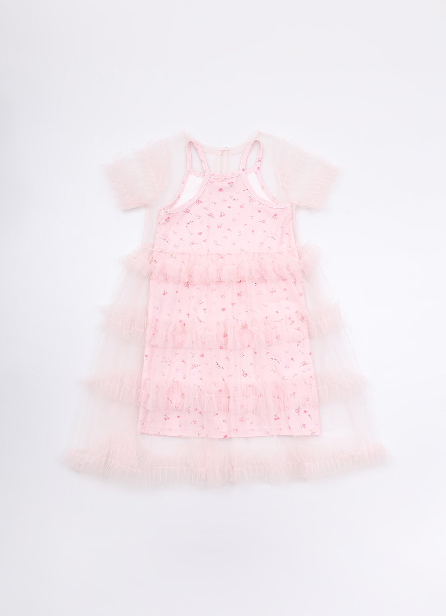 Vestido Light Sobreposição Tule Frufru