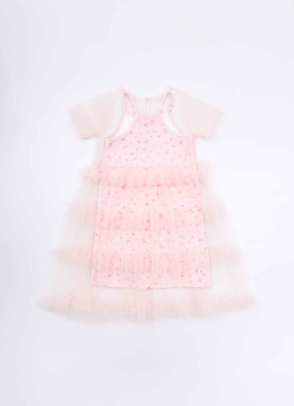 Vestido Light Sobreposição Tule Frufru