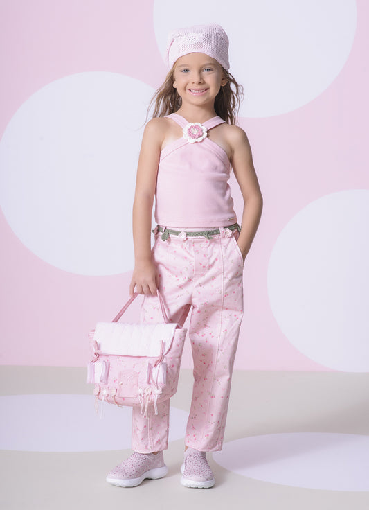 Calça Sarja Estampada Mini Floral