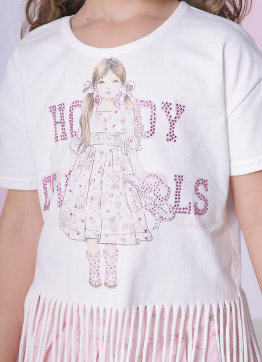 Blusa Cotton Franjas Serigrafia Boneca
