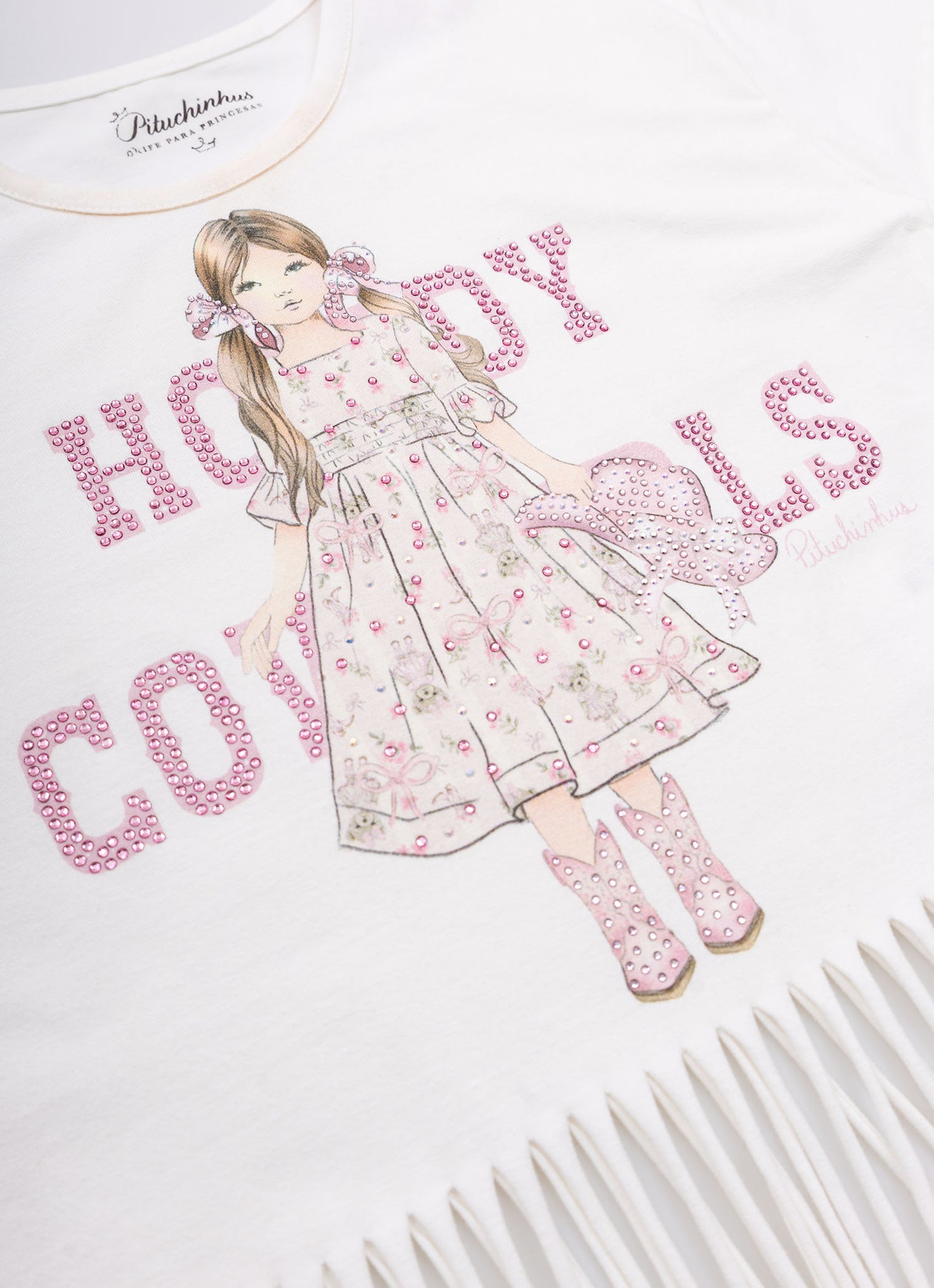 Blusa Cotton Franjas Serigrafia Boneca