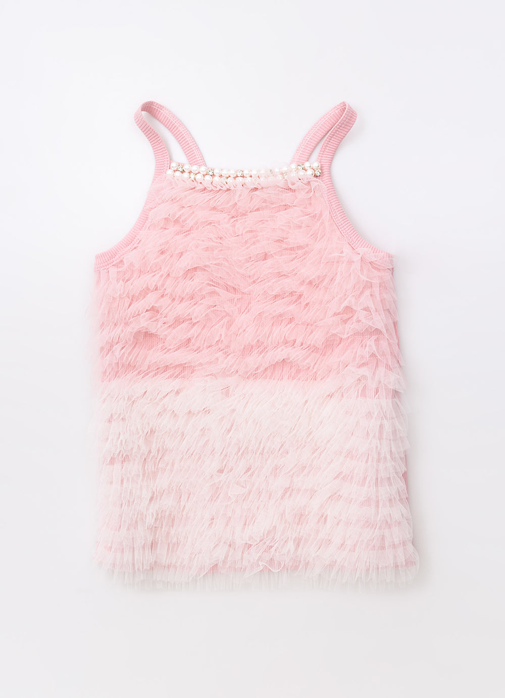 Blusa Alça Ribana Fru Fru Tule Bicolor