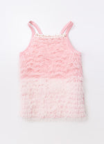Blusa Alça Ribana Fru Fru Tule Bicolor