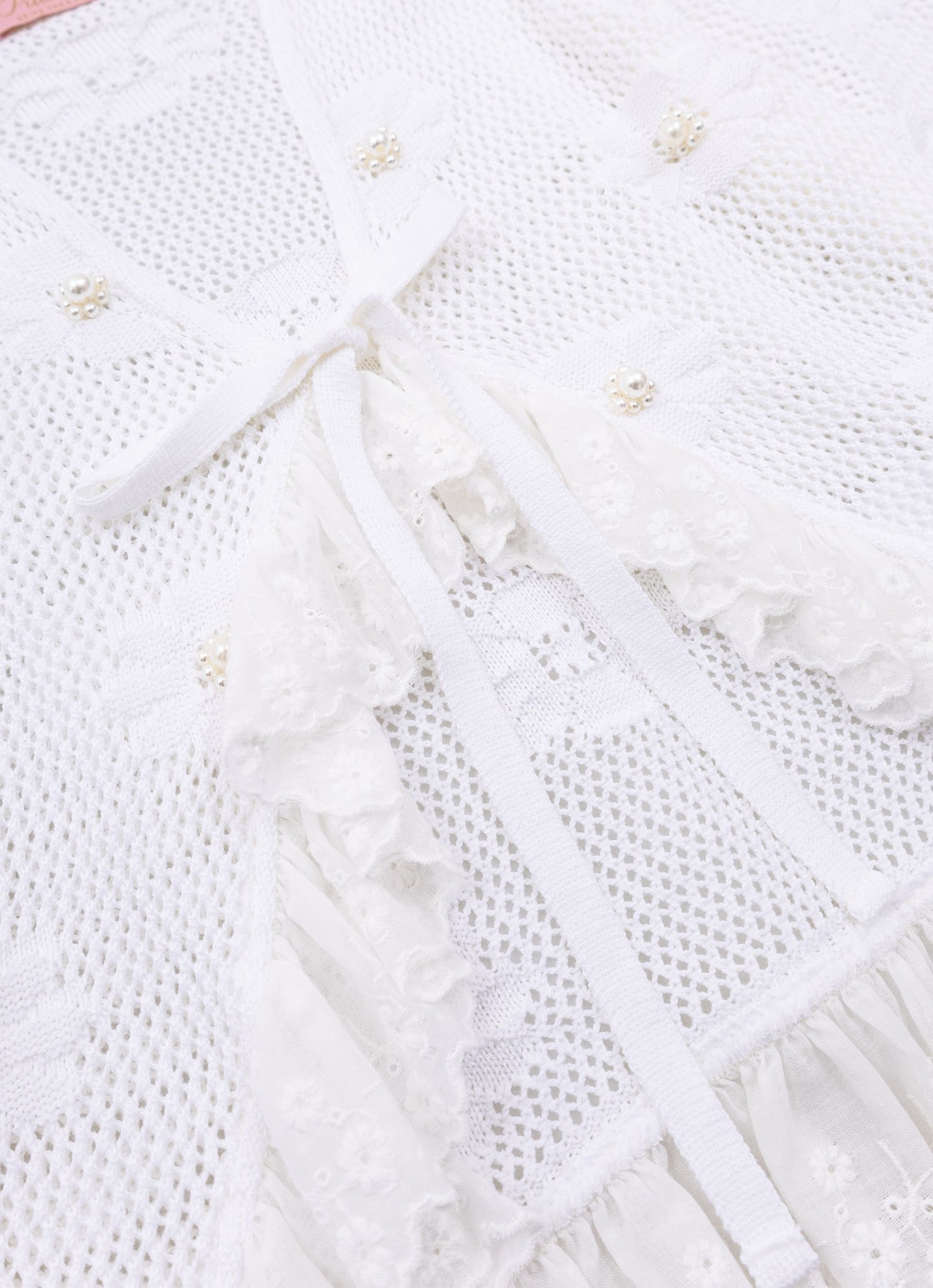 Casaqueto Tricot Rendado Flores Bordadas