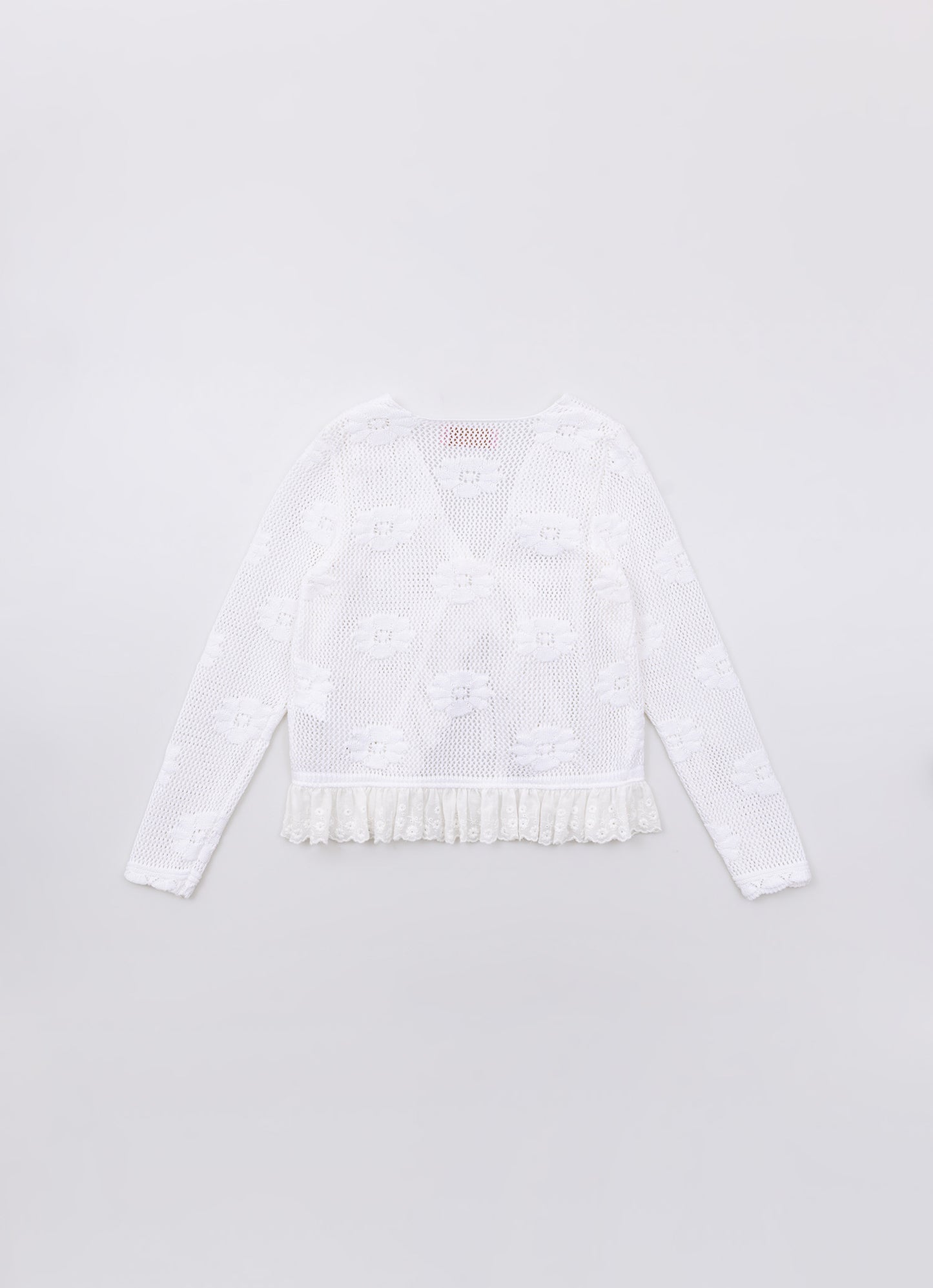 Casaqueto Tricot Rendado Flores Bordadas