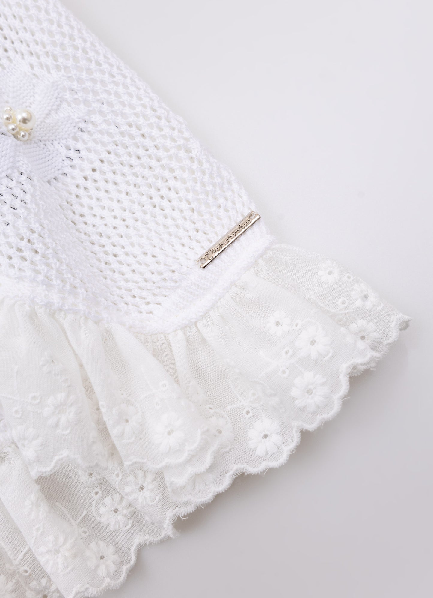 Casaqueto Tricot Rendado Flores Bordadas